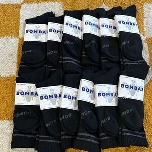 12 PAIR BUNDLE OF BOMBAS BLACK SOCKS SIZE LARGE BRAND NEW IN PACKAGING!